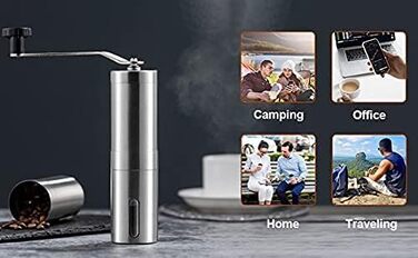Ручна кавомолка OverTwice з нержавіючої сталі та керамічним жорном, для Aeropress, крапельного фільтру, еспресо, френч-пресу, турецького варіння