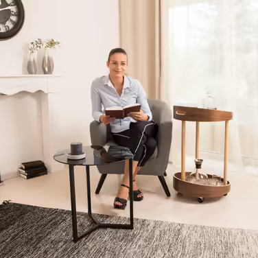 Relaxdays Side Table Glass and Metal Round