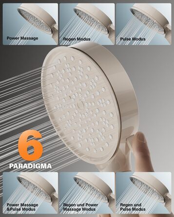 Cobbe Shower Head with Filter, High-Pressure Handheld Shower with Hose, 6 Spray Patterns Water-Saving Shower Head with 20-Layer Filtration, Shower for Hard Water, Residual Chlorine, Bacteria, and Heavy Metals (Khaki)
