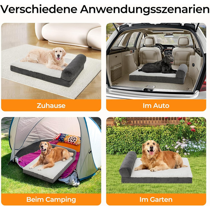 Ортопедичне ліжко для собак Growaystory - зручне собаче ліжко-софа з ергономічним пінополіуретаном, 105x65x25 см