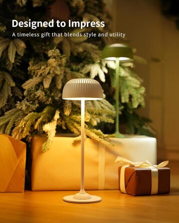 Світлодіодна настільна лампа бездротова LED для вулиці та дому, димована, з акумулятором 5200mAh, IP54, чорна (2 шт)