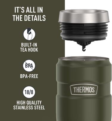 Термос туристичний сталевий King 16 oz, армійний зелений