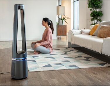 Вентилятор-повітроочисник Rowenta Eclipse QU5030 2-в-1 | Повітряний фільтр, 12 швидкостей, таймер, пульт керування, антрацит