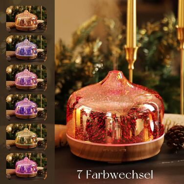 Дифузор ароматної олії Porseme Aroma Diffuser 500ml, скляний зволожувач повітря, ультразвуковий аромадифузор з LED-підсвіткою 7 кольорів, для ефірних олій, 15-21 год роботи, тихий, для дому (Rosegold) F2-500ml Rosegold Giant