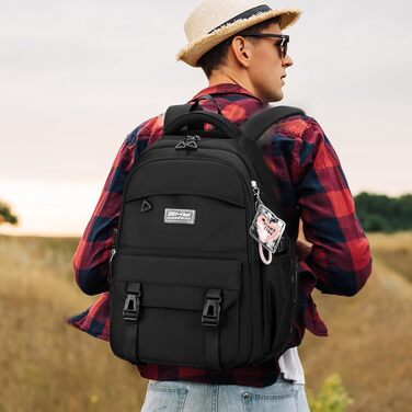 Шкільний рюкзак JANSBEN для дівчаток та хлопчиків, чорний, з кількома відділеннями, для школи та подорожей, зручний, для дітей 10 років, підлітків, 5 класу