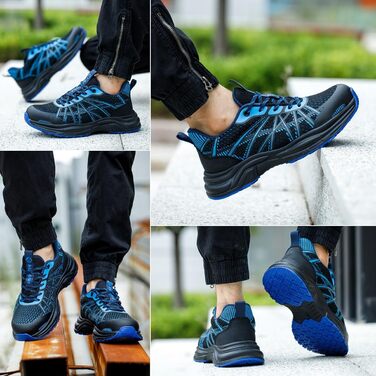 Черевики безпеки для чоловіків та жінок. Легкі спортивні робочі черевики з металевим носком, неслизькі, дихаючі. Розмір 44 EU, синій.