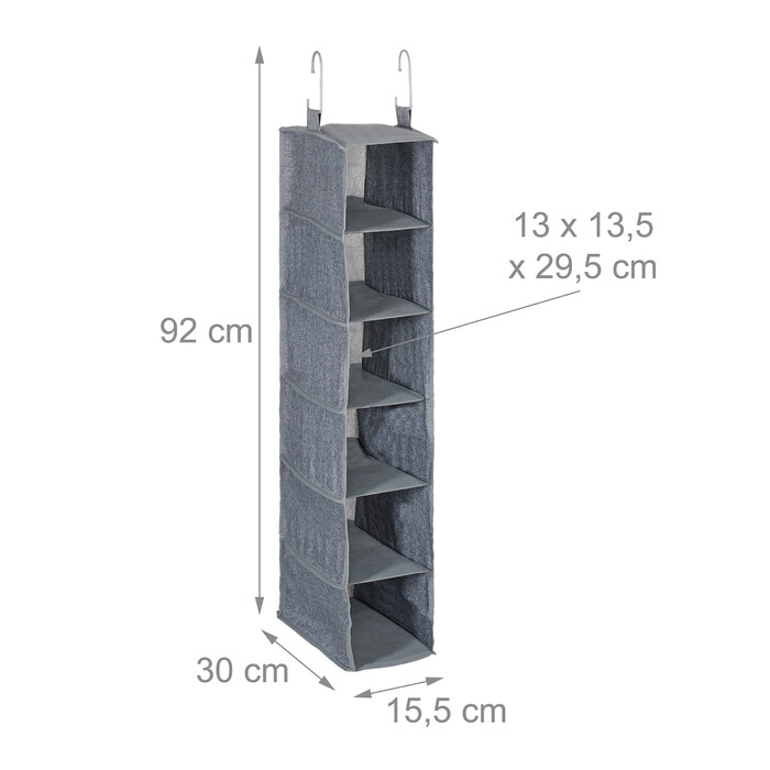 Relaxdays Clothes Rack Hanging Shelf with 6 Compartments
