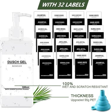 Набір дозаторів для мила Roselee (4 шт.), 300 мл, пластик, для кухні та ванної кімнати