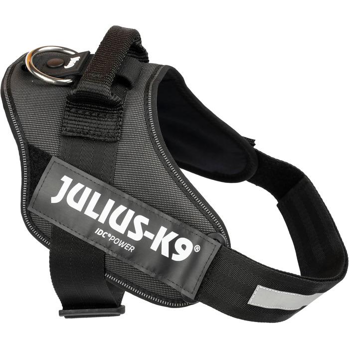 Шлейка для собак IDC Powergeschirr S - відбиваюча, з лого, регульована, дихаюча, для малих, середніх та великих собак (2TON (Black-Gray), XL/2)