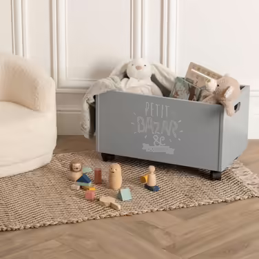 Atmosphera - Toy chest gray with wheels - Gray