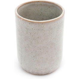 Taupe stone toothbrush holder, reactive glaze, stoneware, bathroom container, storage cup, 11 cm