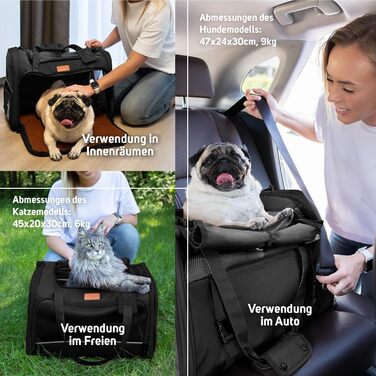 Транспортна переноска для кота/собаки: переноска для маленьких собак та котів (колір: коричневий, розмір: 51x36x33 см)