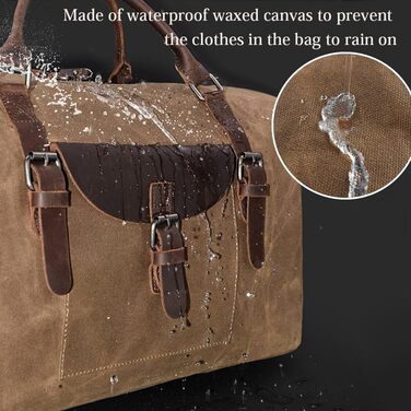 Travel Bag Men's Leather Waterproof Canvas Weekender Bag Large Capacity Travel Bag Unisex Vintage Carry-on Bag