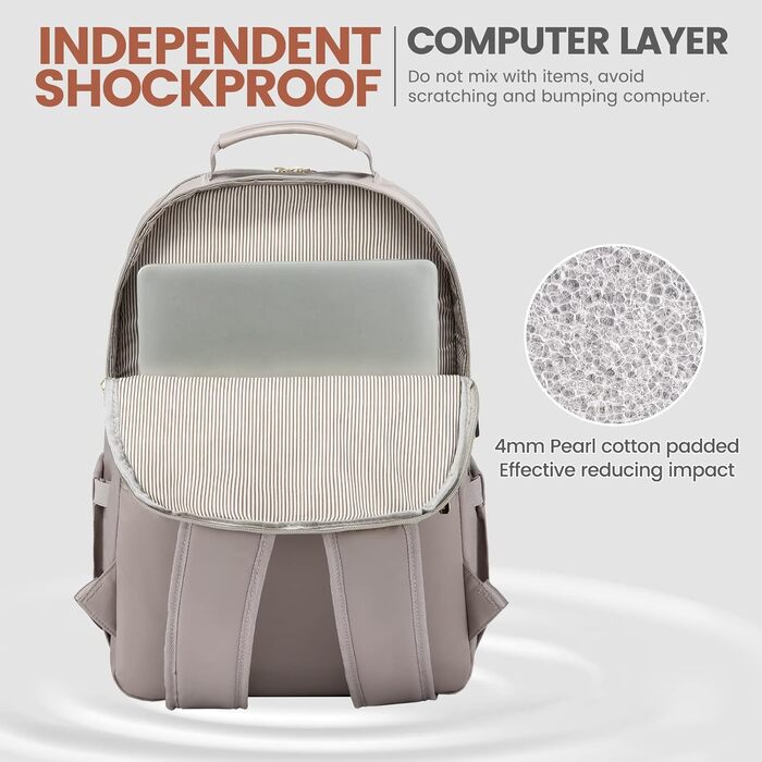 LOVEVOOK Рюкзак для жінок, великий, 15.6 дюймів, сумка для ноутбука, водонепроникний, шкільний рюкзак, чорний, елегантний, для роботи, школи, університету, подорожей, 15.6' (15.6', Taro-gray)