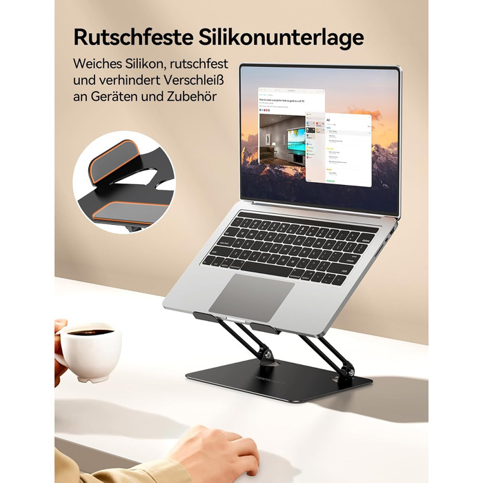 Підставка для ноутбука TECKNET, металева, регульована, чорна, 10-17.3 дюймів