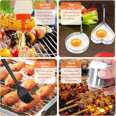 Набір аксесуарів для грилю JUAUO 27TLG: Тепаньякі, прес для бургерів, щипці, сумка, нержавіюча сталь (27 шт.)
