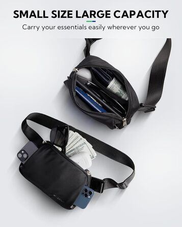 WATERFLY Поясна сумка на пояс для чоловіків та жінок: Стильна нагрудна сумка для спорту та моди, через плече, водонепроникна, маленька сумка на стегно для активного відпочинку, подорожей, походу, фестивалю, чорна
