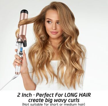 Hoson 50mm Локкенстаб Pro Curl: Керамічний локкенстаб з турмаліном, LCD дисплей, 9 температурних режимів, рукавичка в комплекті