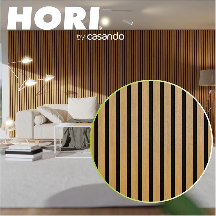 Акустичні настінні панелі HORI з імітацією дерева для шумоізоляції та декору стін, Natural Oak Geölt (270x60x2,1 см)