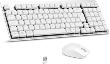 Механічна клавіатура та миша Leadsail FA98 бездротові, QWERTZ, 98 клавіш, низькопрофільний червоний перемикач, 1600 DPI, для Windows/MacOS/PC/Laptop (срібло)