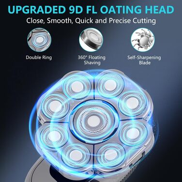 Електричний чоловічий голкострум OFFCUP Glatzen з 9D голками, водонепроникний IPX6, з LED-дисплеєм та тримером для носа (6 в 1)