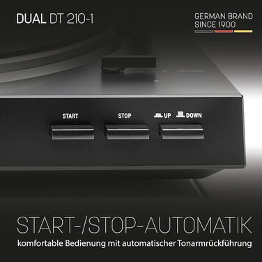 Програвач вінілу Dual DT 210-1 USB: 2 швидкості, магнітний звукознімач, ремінний привід, USB для оцифрування, чорний