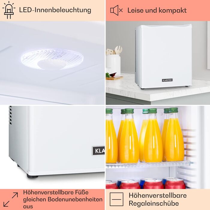 Klarstein Mini холодильник для кімнати 23L: міні-холодильник для напоїв та косметики, міні-бар, тихий холодильник з регульованою полицею, компактний холодильник для догляду за шкірою 5-15°C