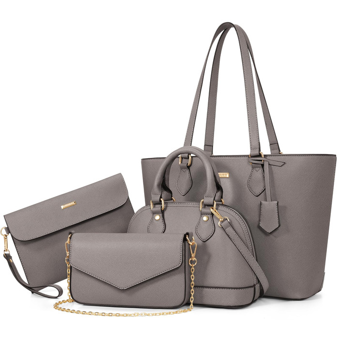 Bagsure Сумка жіноча (4 в 1): сумка-шопер, сумка на плече, ділова сумка для офісу, школи, подорожей (Сіра)