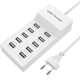 Зарядний пристрій USB-C 620W GaN, 10 портів: 7 USB-C + 3 USB-A, швидка зарядка для ноутбуків, iPhone, Samsung, MacBook Pro/Air, Dell (PD 10A)