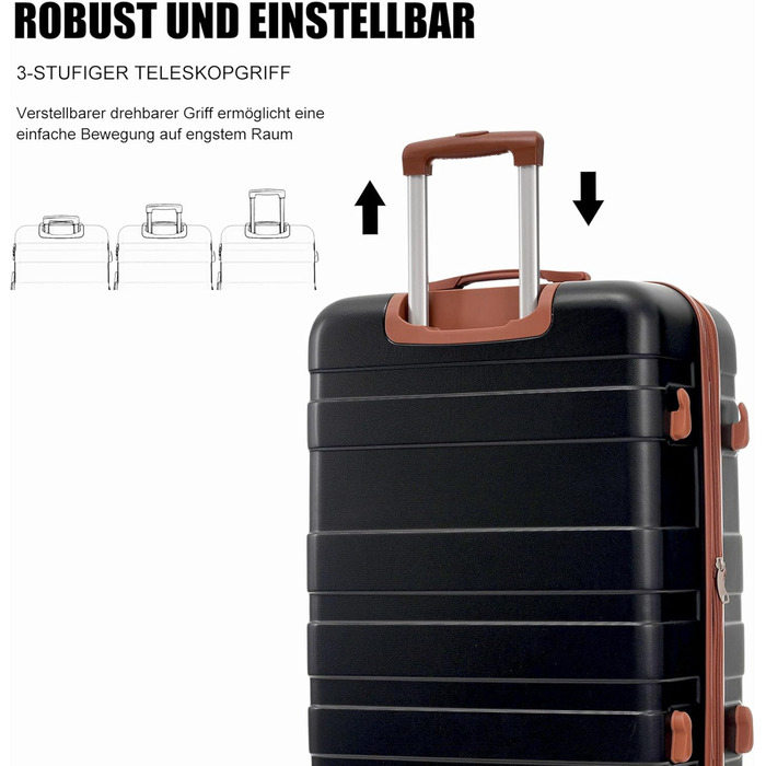 Набір валіз Merax 5-ти частинний: велика, середня, маленька, сумка та аксесуар, ABS, TSA-замок, розширюється, чорний