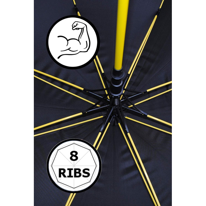 COLLAR AND CUFFS London XL Golf Umbrella - Windproof, Fiberglass Ribs, Automatic Open/Close - Red & Yellow