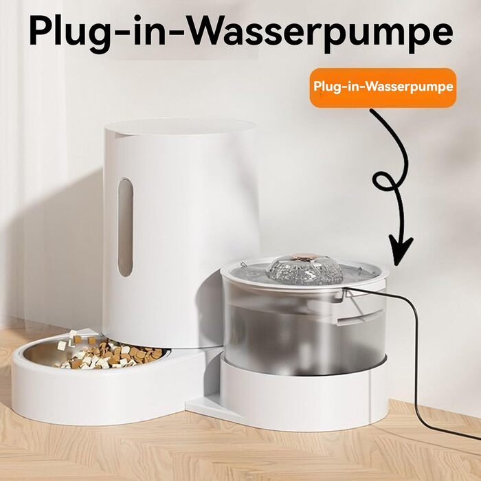 UUE 2-in-1 Automatic Pet Feeder & Water Dispenser - Cat & Dog - 1.5kg Capacity, 1.8L Water, Gravity-Fed, BPA Free, USB Rechargeable