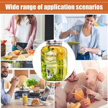 Drink Dispensers for Parties, Leakproof Beverage Dispenser Spigot, Food Grade, Transparent, Iced Beverage Jugs, Party Hosting Accessories for Lemon, Sangria, and Drinks