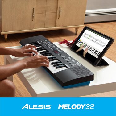 Alesis Melody 54 - Портативна клавіатура з 54 клавішами, вбудованими динаміками, 300 звуками, 300 ритмами, 40 демо-піснями, навчальними інструментами, мікрофоном та підставкою для нот (32 клавіші)