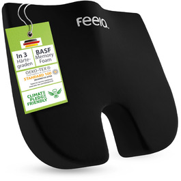 Подушка ортопедична клиновидна Feela® з ефектом пам'яті для корекції постави та підтримки при ішіасі (жорстка, 80-110 кг), чорна - для офісу та дому