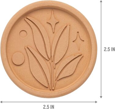 Goodful Brown Sugar Saver and Softener, Blatt-Design, reusable, terracotta disc, 2 pack, clay