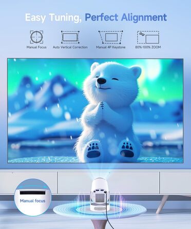 Magcubic Mini Beamer: Портативний проєктор 4K FHD 1080P з Android 11, WiFi 6, Bluetooth 5.4, автотрапецеїдною корекцією та 180° обертанням, вбудований 5W динамік та ручне фокусування