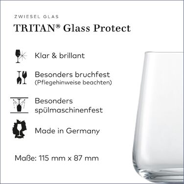 Набір універсальних келихів Zwiesel Glas Vervino 4 шт, тритан-кристал, з мос'єрною точкою, для напоїв, вироблено в Німеччині