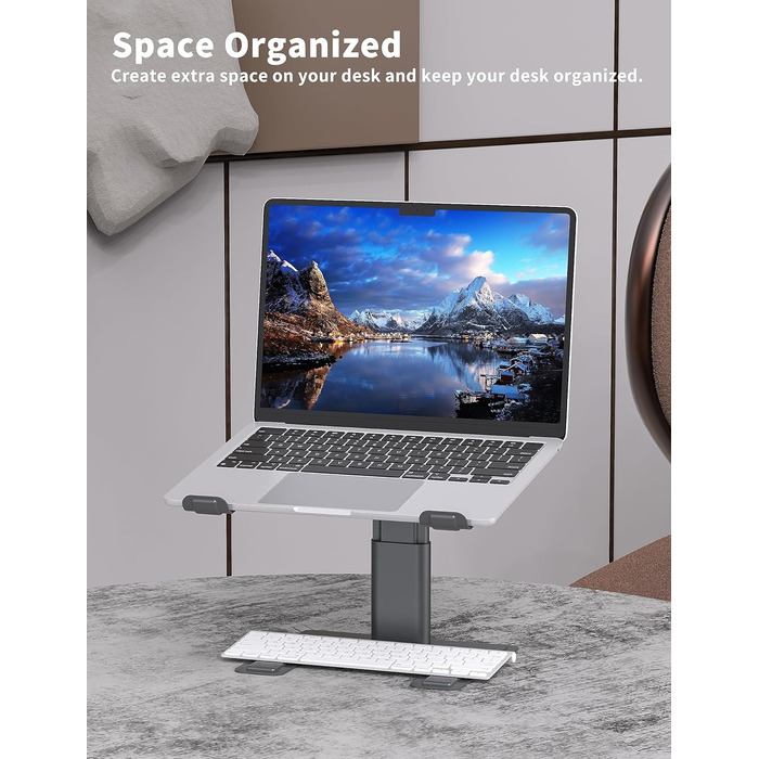 Підставка для ноутбука ALASHI, регульована висота, ергономічна, металева, чорна (C-Gray), 10-15.6 дюймів