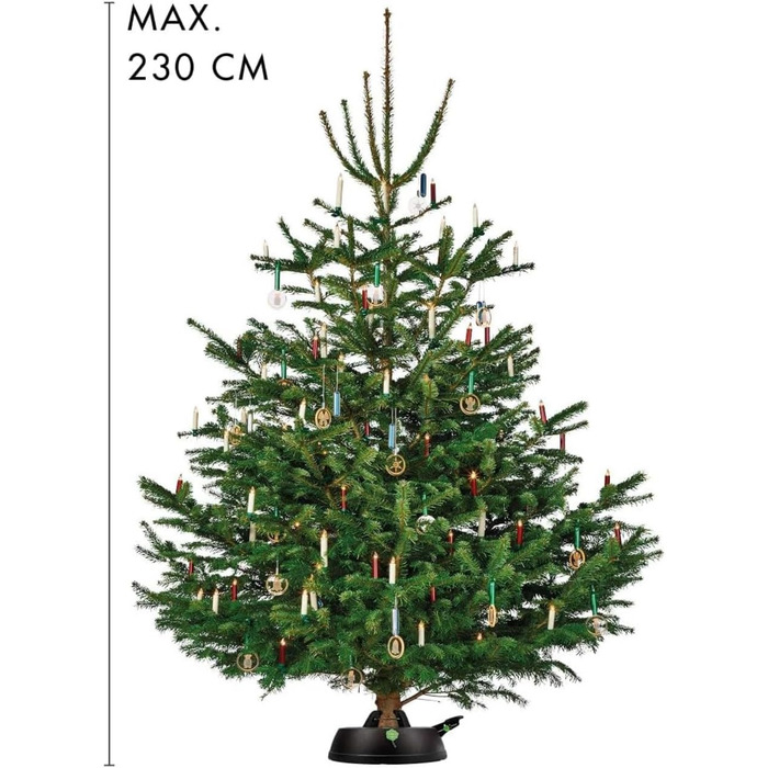 KRINNER® Green Line Comfort Grip S Recycling Christmas tree stand, including foot pedal single-rope system with 3-liter water tank for tree heights up to 2.3m. Made in Germany 94219, Black