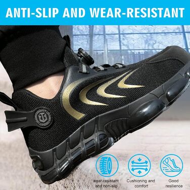Черевики безпеки для чоловіків та жінок, легкі та дихаючі з повітряною подушкою, 40 EU