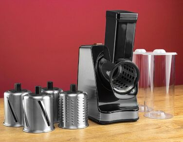 Solis Electric Vegetable Slicer Slice & More 8401 - All-in-One Slicer - Spiralizer - Multi-Grater + Food Processor + Vegetable Grater with 5 Cutting Drums - Stainless Steel/Plastic - 350 Watts