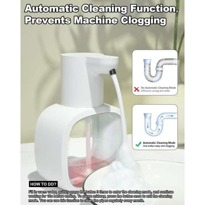 Автоматичний диспенсер для мила Dalugo з USB-C, 500 мл, настінний, електричний сенсор, регульований, для кухні та ванної кімнати