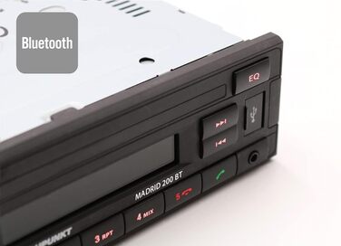 Автомагнітола Blaupunkt Madrid 200 BT з Bluetooth, USB, RDS, Aux, 1-DIN, чорна