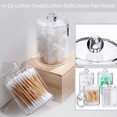 Набір контейнерів для ватних дисків та паличок з акрилу, 3 шт. Прозорий органайзер для макіяжу з кришкою, для ванної кімнати