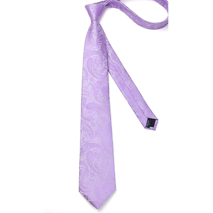 Краватка для чоловіків HISDERN 160 см, довга, з нагрудним хустиною, для весілля та бізнесу, шовкова, елегантна (фіолетовий паваротті)