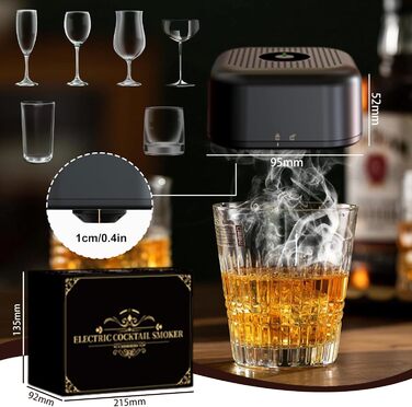 Електричний набір для копчення коктейлів, Смок для віскі з 6 смаками, перезаряджається, подарунок для чоловіків