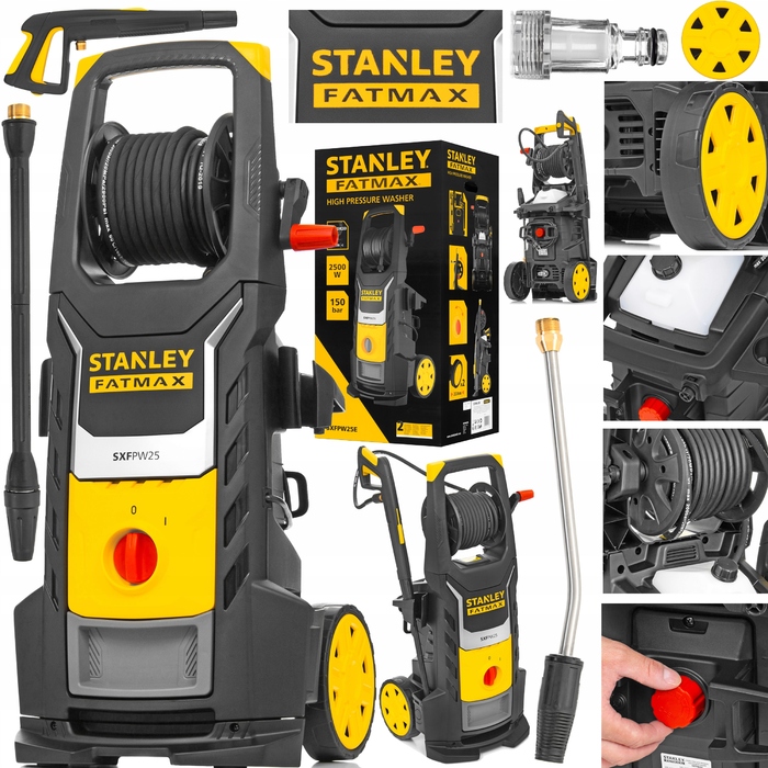 Мийка високого тиску Stanley Fatmax SXFPW25E: 250 бар, 2500 Вт, індукційний двигун, шланг 10 м