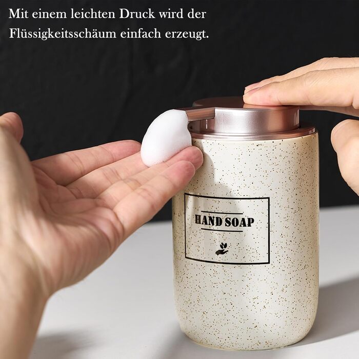 Дозатор для миючого засобу та рідкого мила GIRLUFO, 350 мл, бежевий, з великим насосом. Наповнюваний дозатор для ванної кімнати та кухні. Легкий у використанні.