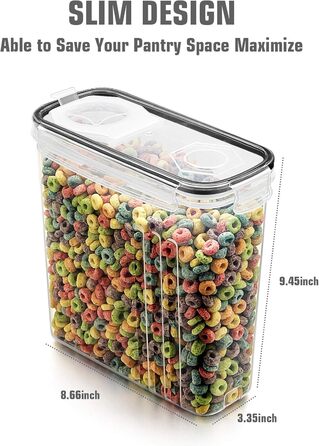 Wildone Freshness Containers, airtight, cereal storage containers for sugar, flour, snacks, baking supplies, leak-proof, with sealing lid, 4 pieces (4 l)